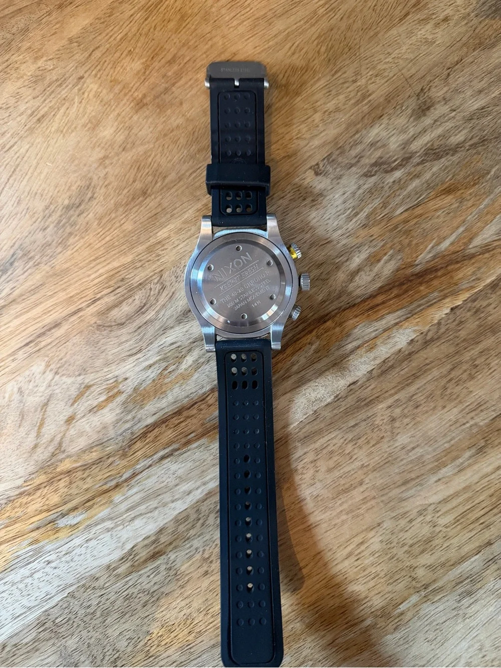 Nixon Keep It Fresh 48-20 Black Dial Chronograph with Yellow Accents 200m
